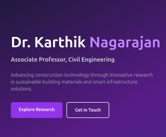 Dr. Karthik Nagarajan Portfolio Website